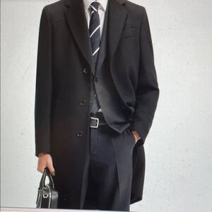 Hugo boss Men's Black Formal 3 button long 100% wool dress coat - new